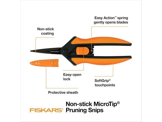 Fiskars Pruning Snips - 6' Garden Shears with Comfort Grip and Spring Action - Sharp and Precise Non-Stick Steel Blades - Quality Pruning Shears...