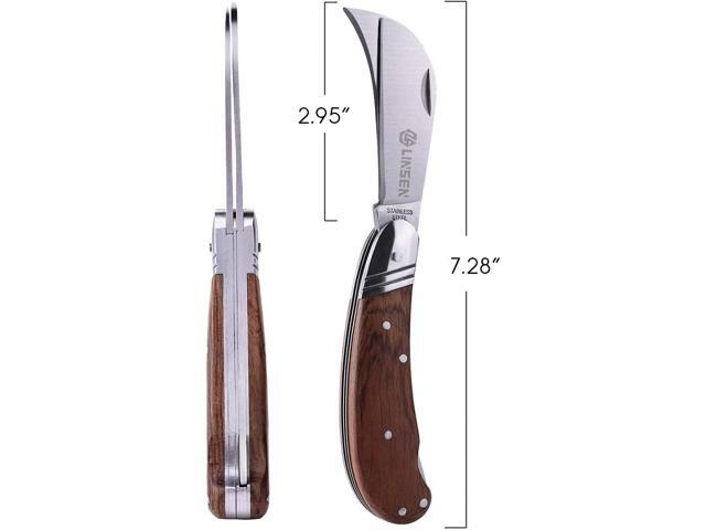 Double Blade Grafting Knife, Stainless Steel Garden Budding Tool, Folding Pocket Knife for Multi Cutting, Weed Branches and Mushroom Digging