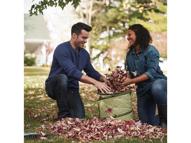 Fiskars Kangaroo Collapsible Garden Bag for Yard Waste, 10 Gallon Reusable Container for Lawn Care and Gardening