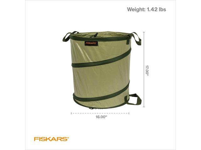 Fiskars Kangaroo Collapsible Garden Bag for Yard Waste, 10 Gallon Reusable Container for Lawn Care and Gardening