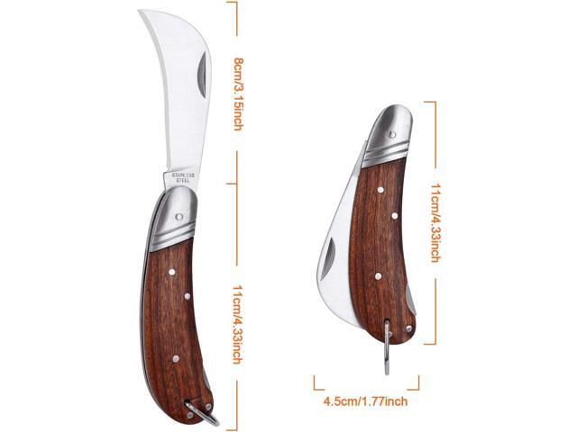Pruning Knife with Lock Back, Stainless Steel Garden Hand Tools, Folding Pocket Knife for Grafting Multi Cutting Tool, Weed Branches Mushroom...