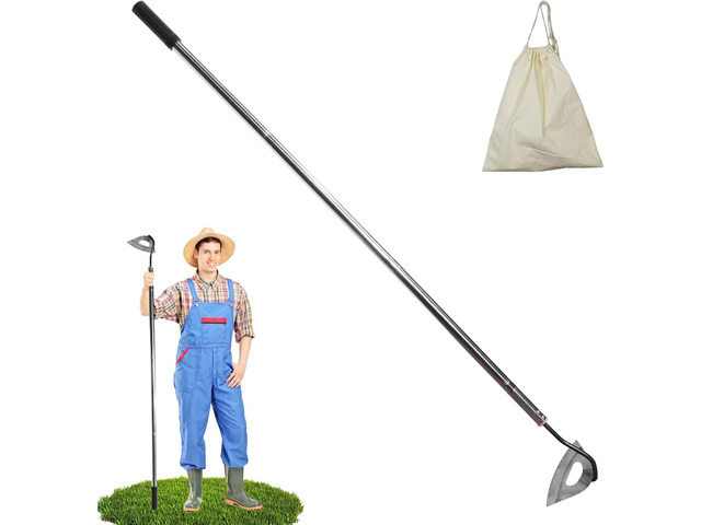Hoe Garden Tool,All-Steel Hardened Hollow Hoe Heavy Duty Action Hoe with 55 Inch Adjustable Handle Scuffle Garden Hula Hoe with Rake for Backyard...
