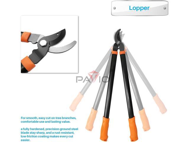 Patio Paradise Garden 3 Piece Tree and Shrub Lopper-Shears-Purner Set, Garden Tool Set Tree Trimmer Branch Cutter Kit