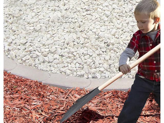 Pack of 3 Kids Rake with Hardwood Handle, Durable Plastic Head to Sweep Leaves in Lawn and Tidying Up The Garden, 34' (Grey)
