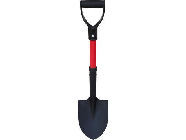TABOR TOOLS Shovel with Round Point Blade and Comfortable D Grip 20 Inch Fiberglass Handle, Mini Trunk Digging Spade. J211A. (D Handle, Short Shovel)