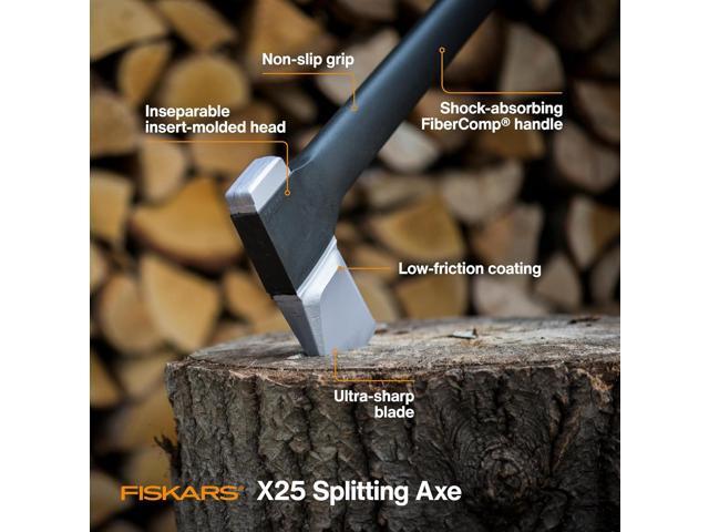 Fiskars X25 Splitting Axe, 28' Wood Splitting Axe for Medium to Large Size Logs with Shock Absorbing Handle and Sheath, Split Firewood, Forged...
