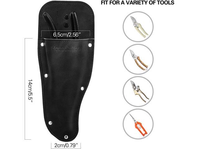 Garden Pruner Sheath, Pruner Holster, Premium PU Leather Holster Protective Case Cover Scabbard for Gardening Pruning Shears Scissor - Black