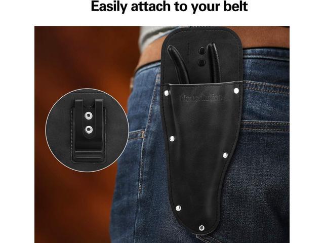 Garden Pruner Sheath, Pruner Holster, Premium PU Leather Holster Protective Case Cover Scabbard for Gardening Pruning Shears Scissor - Black