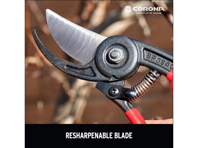 Corona BP 3640 Forged Steel ErgoACTION Angled Bypass Hand Pruner - 3/4 inch Cut Capacity Stem and Branch Garden Shears, Red