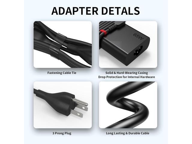2025 New Slim 65W USB C Laptop Charger for Lenovo ThinkPad T14 T15 T16 X1 T480 Charger T470 T470s T480s T490 T490s T495 T570 T580 T590 E580 E585...