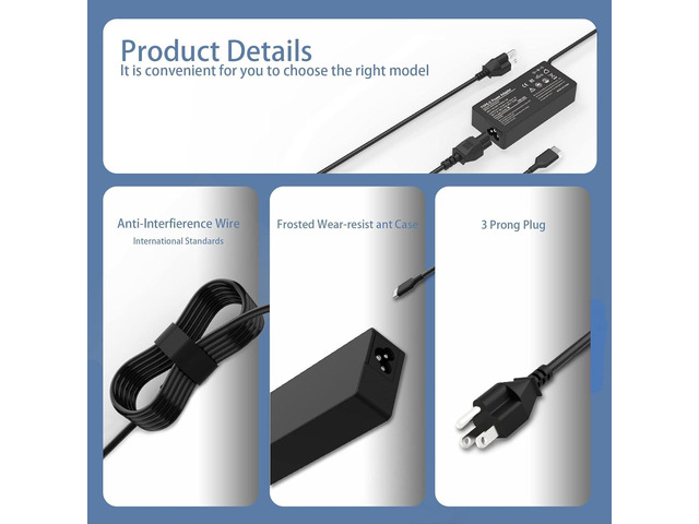 USB C Laptop Charger 65w 45w Replacement for Dell Hp Lenovo Asus Acer Razer Blade Stealth MacBook Samsung Chrombook Charger Fast Charging Type C AC...