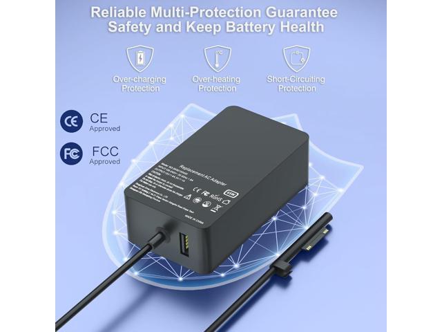 65W Surface Pro 9 Charger - Fit for Microsoft Surface Pro 9, 8, 7+, 7, 6, 5, 4, 3, X, Windows Surface Laptop 6, 5, 4, 3, 2, 1, Surface Book Go...