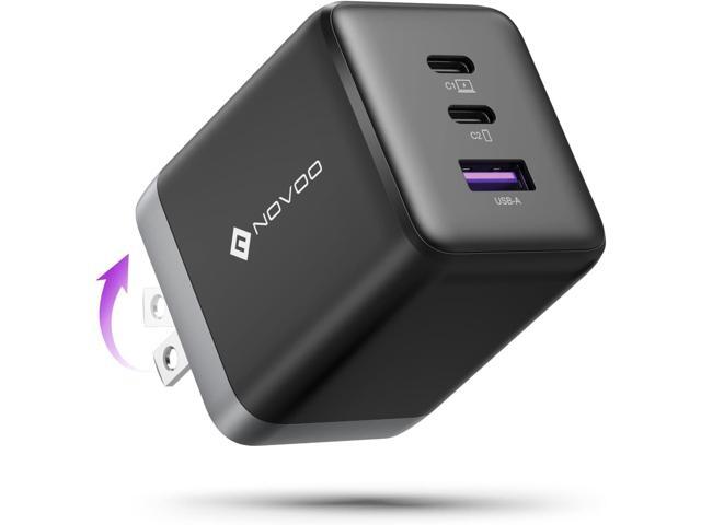 NOVOO 100W USB C Charger Block (GaN III), 3-Port Fast Foldable Compact Wall Charger for MacBook Pro/Air, Dell XPS 13, iPad Pro, Galaxy S24/S23,...