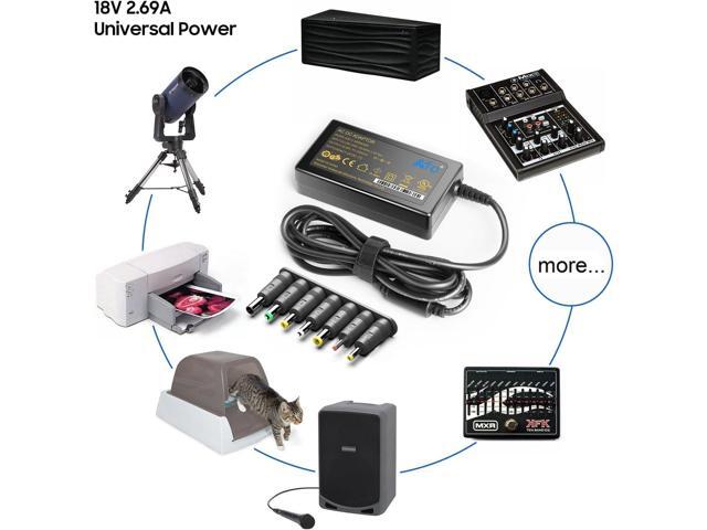 KFD 18V Universal AC Power Charger DC 2.69A (2.5A/2A/1.5A/1A Compatible) Barrel DC Plug 5.5x2.1mm with 7 Tips 6.5x4.4mm/ 5.5x3.0mm/ 5.5x2.5mm/...