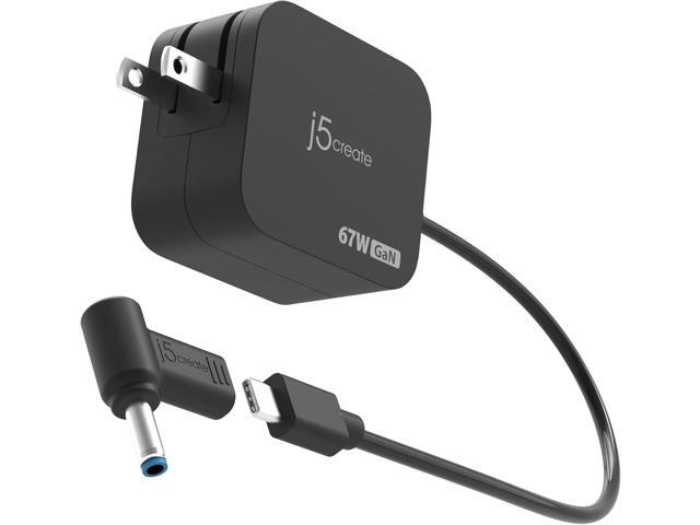 j5create 65W GaN PD USB-C Foldable Mini Charger with HP DC Converter, Suitable for MacBook Pro/Air M2/M1, Dell XPS, HP, iPad Pro, Steam Deck,...