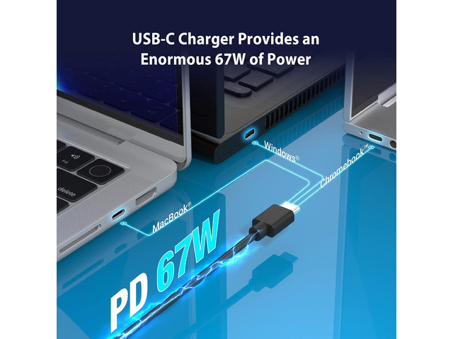 j5create 65W GaN PD USB-C Foldable Mini Charger with HP DC Converter, Suitable for MacBook Pro/Air M2/M1, Dell XPS, HP, iPad Pro, Steam Deck,...
