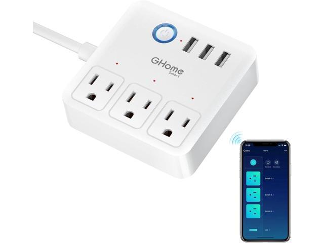 GHome Smart Plug Power Strip, WiFi Surge Protector Work with Alexa Google Home, Smart Outlets with 3 USB 3 Charging Port, Multi-Plug Extender for...