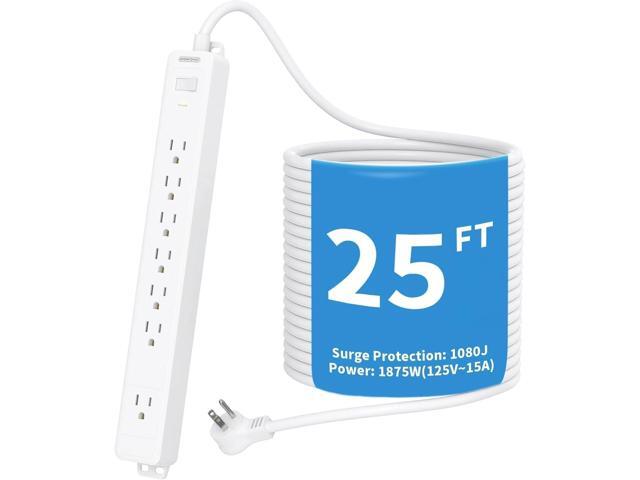 Extension Cord 25 ft, NTONPOWER Long Surge Protector, 15A Heavy Duty Extension Cord, Wall Mount, 7 Outlets Power Strip Flat Plug for Kitchen Home...
