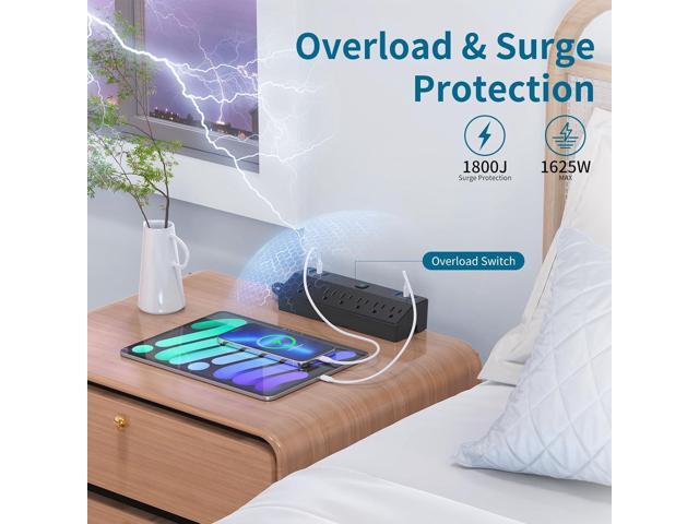 Desk Clamp Power Strip with 40W Fast Charging Station, JXGUCAT 10FT Flat Plug Desk Mount Power Strip Surge Protector, Removable Extension Cord with...