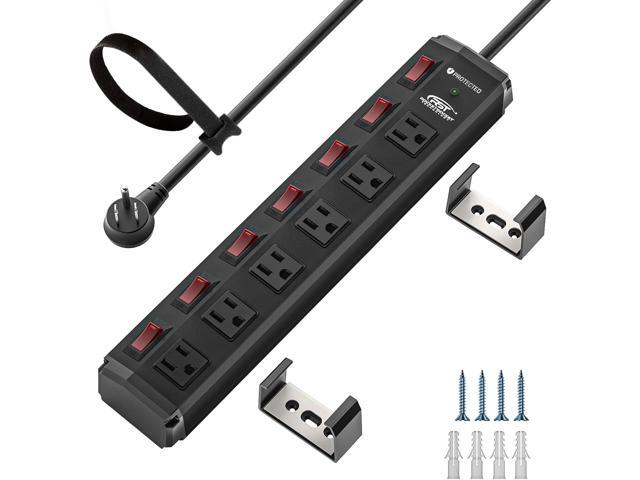 CRST 6 Outlet Metal Power Strip with Individual Switches, Mountable Surge Protector Power Strip for Garage Workshop School Home. 15A Circuit...
