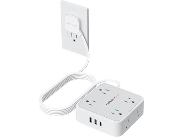 TESSAN 10 Ft Surge Protector Power Strip, 3 USB(1 USB C) 8 Outlets, Flat Plug Extension Cord with Multiple Outlets, 900J Protection, Desk Charging...