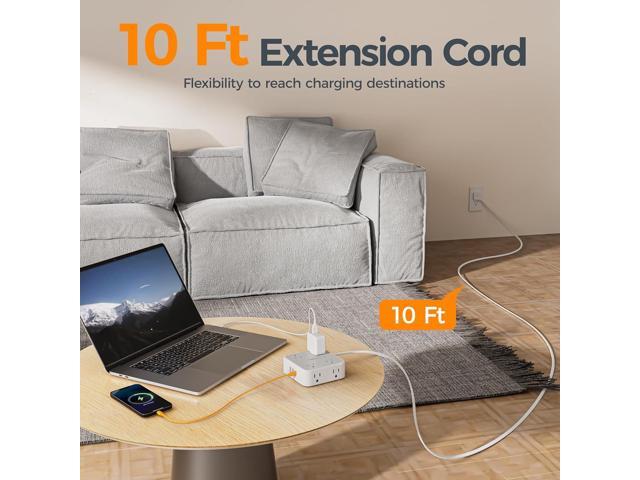 TESSAN 10 Ft Surge Protector Power Strip, 3 USB(1 USB C) 8 Outlets, Flat Plug Extension Cord with Multiple Outlets, 900J Protection, Desk Charging...