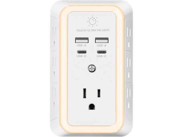 Multi Plug Outlet Surge Protector, 7 Outlet Extender with Night Light, USB Wall Charger with 2 USB C and 2 USB Ports, Surge Protector Power Strip,...