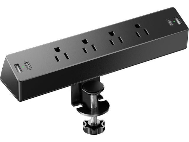 Desk Clamp Power Strip, Flat Plug Fast Charging Station, Desk Mount Surge Protector with PD 20W USB C Ports, Fit 1.7 inch Tabletop Edge Thick,...
