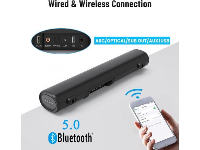 Sound Bar for TV, BT 5.0 Soundbar, 50 Watt 16 Inch Soundbars for Home Audio, Gaming, Projectors, TV Speakers Supports HDMI ARC/Optical/RCA/USB/AUX...