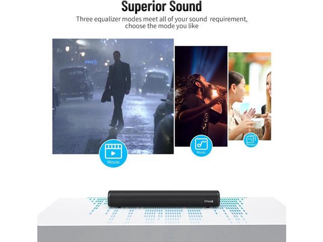 Sound Bar for TV, BT 5.0 Soundbar, 50 Watt 16 Inch Soundbars for Home Audio, Gaming, Projectors, TV Speakers Supports HDMI ARC/Optical/RCA/USB/AUX...
