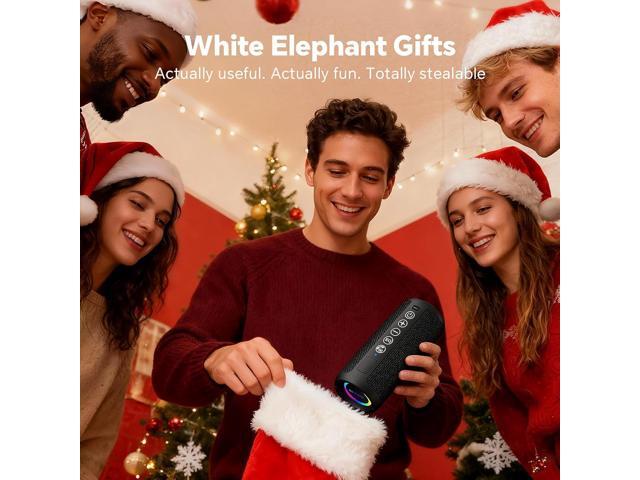 Ortizan Portable Bluetooth Speaker x Stocking Stuffers: IPX7 Waterproof, Wireless, Big Sound, Deep Bass, Dual Pairing, 30H Playtime, White Elephant...