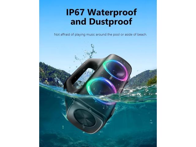 Speakers, 80w (Peak) Portable Wireless Speaker with Lights, Stereo Loud Sound, IP67 Waterproof, Deep Bass Outdoor Speakers Bluetooth 5.3 Dual...