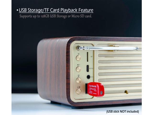 FM Radio with Bluetooth Retro Bluetooth Speaker Vintage Radio with SD/USB Memory Music Player Function, Wireless Streaming from Smartphone, Up to...