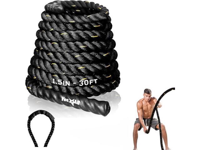 Yes4All 1.5/2 Inch Battle Ropes with Extra Protective Sleeve, Workout Ropes for Cross-Training Home Gym & Fitness Exercises, Strength Training -...