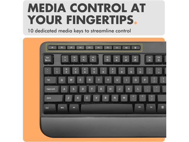 X9 Wired Keyboard - Comfortable Typing - Ergonomic Full Size USB Keyboard with Wrist Rest, Number Pad, Multimedia and 114 Keys - External Computer...