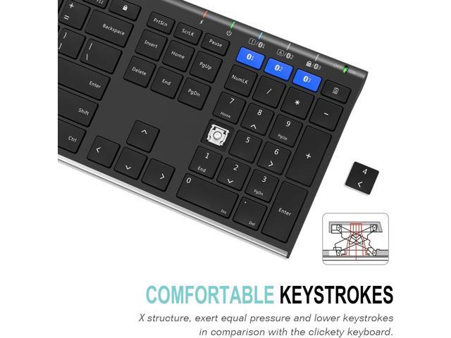 Arteck HB192 Universal Bluetooth Keyboard Multi-Device Stainless Steel Full Size Wireless Keyboard for Windows iOS Android Computer Desktop Laptop...