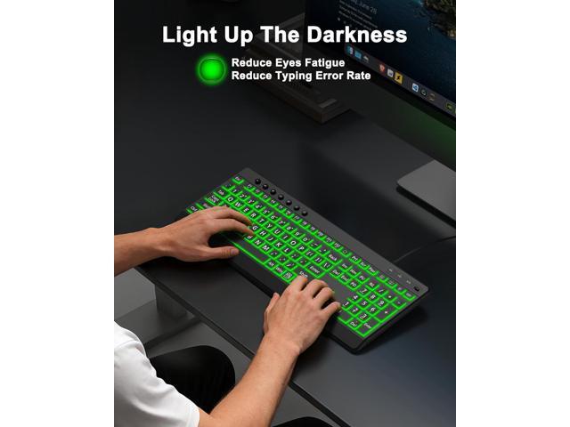 EDJO Large Print Backlit Wired Keyboard, Light Up USB Keyboard with 7-Colors Backlight, Oversize Letters Keys Full Size Computer Keyboard...