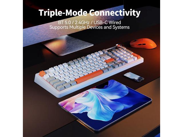 Ajazz AK980 V2 Wireless Mechanical Gaming Keyboard,Tri-Mode BT5.0/2.4GHz/USB-C 10000mAh Battery Hot Swappable RGB Backlit Computer Gaming Keyboards...