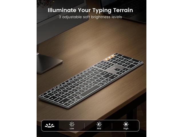 ProtoArc Backlit Wireless Keyboard for Mac, K110-A Aluminum Full Size Ultra Slim Bluetooth Keyboard, Multi-Device, Low Profile, Fluid Quiet Typing,...