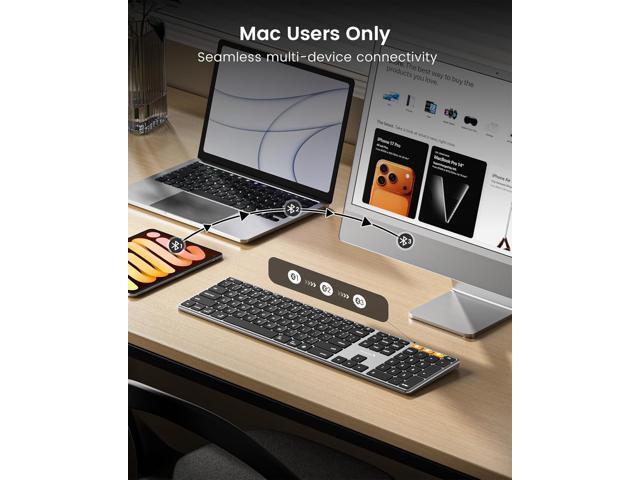 ProtoArc Backlit Wireless Keyboard for Mac, K110-A Aluminum Full Size Ultra Slim Bluetooth Keyboard, Multi-Device, Low Profile, Fluid Quiet Typing,...