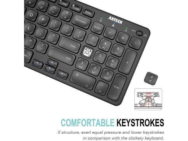 Arteck 2.4G Wireless Keyboard Ultra Slim Full Size Keyboard with Numeric Keypad and Media Hotkey for Computer/Desktop/PC/Laptop/Surface/Smart TV...