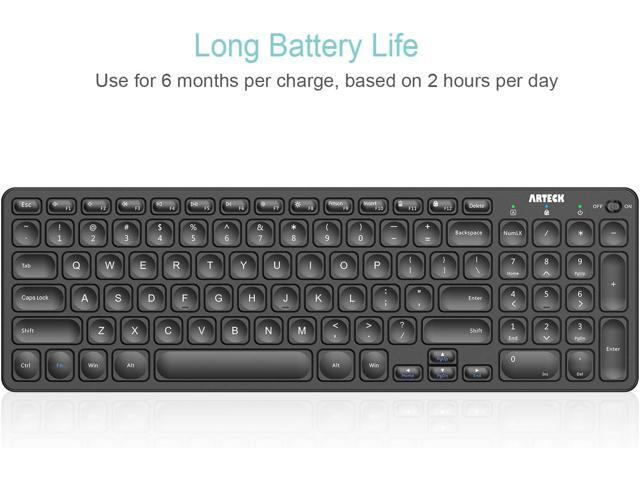 Arteck 2.4G Wireless Keyboard Ultra Slim Full Size Keyboard with Numeric Keypad and Media Hotkey for Computer/Desktop/PC/Laptop/Surface/Smart TV...