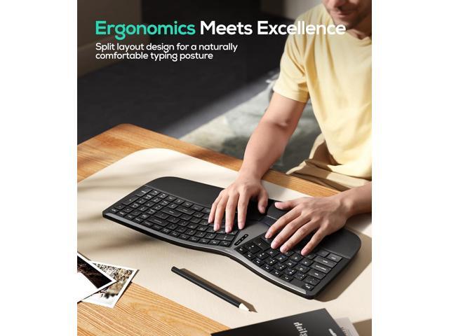 Nulea RT07B Wireless Ergonomic Keyboard - Split Keyboard, Wrist Rest, Natural Typing, Bluetooth and USB Connectivity, USB-C Rechargeable,Compatible...