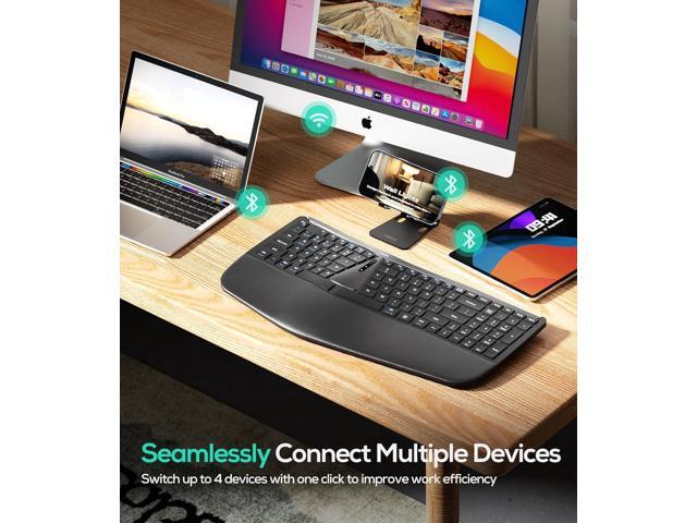 Nulea RT07B Wireless Ergonomic Keyboard - Split Keyboard, Wrist Rest, Natural Typing, Bluetooth and USB Connectivity, USB-C Rechargeable,Compatible...