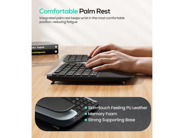 Nulea RT07B Wireless Ergonomic Keyboard - Split Keyboard, Wrist Rest, Natural Typing, Bluetooth and USB Connectivity, USB-C Rechargeable,Compatible...