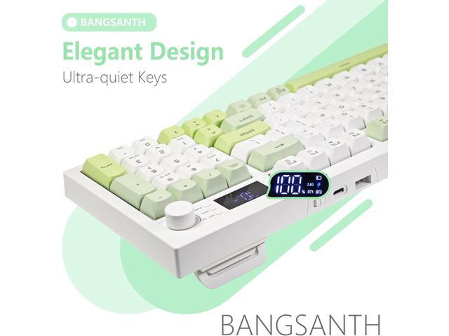 Wireless Keyboard, Quiet Keyboard for Work, Tri-Mode BT5.0/2.4GHz/USB-C, Creamy Keys with RGB Backlight, 94-Key, Anti-ghosting Keys, Compatible...