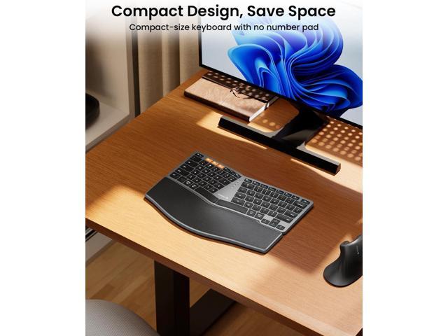 ProtoArc Bluetooth Ergonomic Keyboard, EK04 Mini Compact Wireless Ergonomic Keyboard, Hard Palm Rest, Multi-Device, Split Design, Rechargeable,...