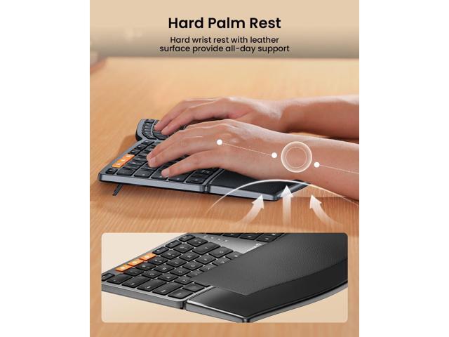 ProtoArc Bluetooth Ergonomic Keyboard, EK04 Mini Compact Wireless Ergonomic Keyboard, Hard Palm Rest, Multi-Device, Split Design, Rechargeable,...