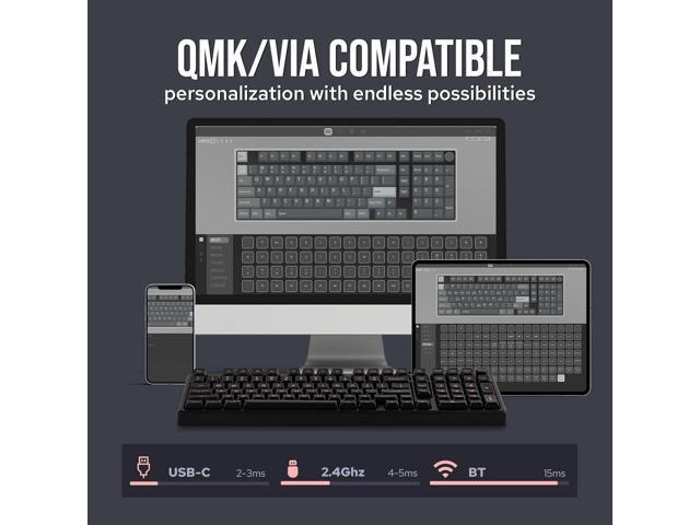 EPOMAKER Galaxy100 QMK/VIA Wireless Gaming Keyboard, Aluminum Shell, BT/2.4Ghz/USB-C, Pre-Lubed Hot-Swappable Linear Switches, NKRO, RGB Backlit...