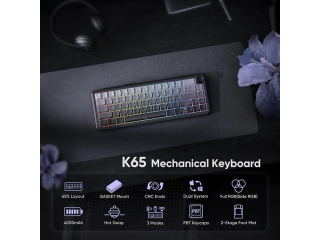 RedThunder K65 Wireless Mechanical Gaming Keyboard, Trip-Modes Connection, Gasket Custom Hot-Swap Keyboard, RGB Backlit, Pre-lubed Linear Switches,...